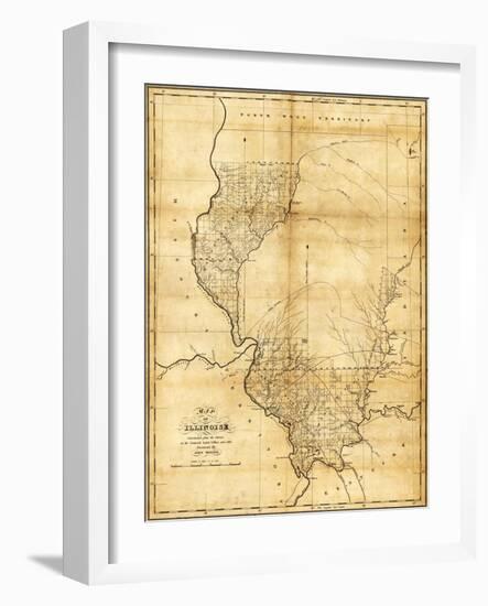 Illinois - Panoramic Map-Lantern Press-Framed Art Print