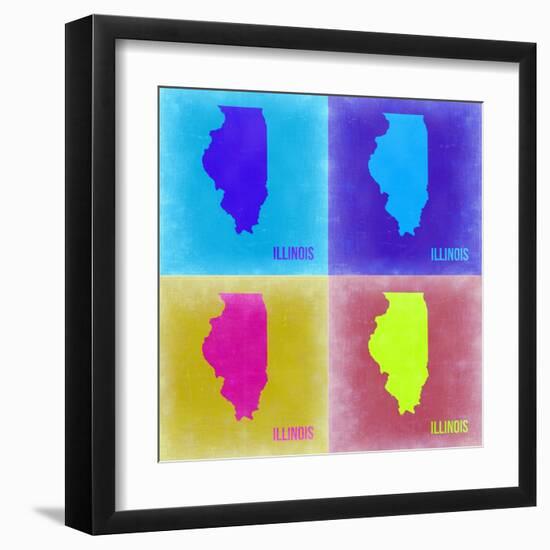 Illinois Pop Art Map 2-NaxArt-Framed Art Print