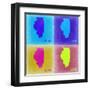 Illinois Pop Art Map 2-NaxArt-Framed Art Print