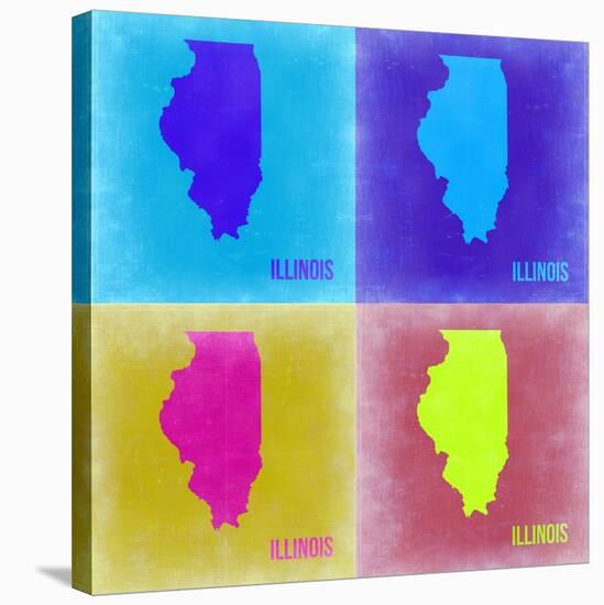 Illinois Pop Art Map 2-NaxArt-Stretched Canvas