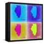 Illinois Pop Art Map 2-NaxArt-Framed Stretched Canvas