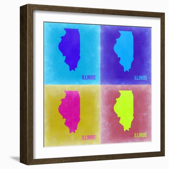 Illinois Pop Art Map 2-NaxArt-Framed Art Print