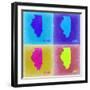 Illinois Pop Art Map 2-NaxArt-Framed Art Print