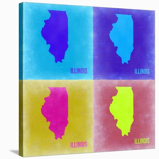 Illinois Pop Art Map 2-NaxArt-Stretched Canvas