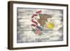 Illinois State Flag - Barnwood Painting-Lantern Press-Framed Art Print