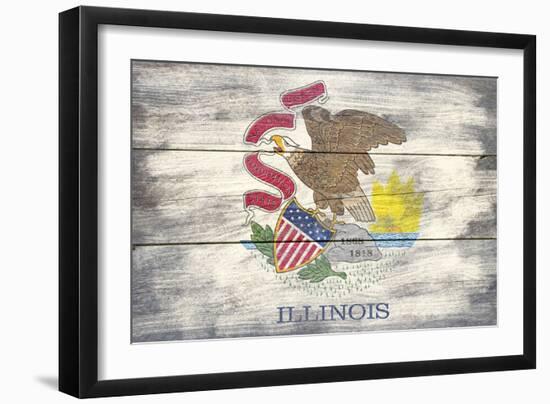 Illinois State Flag - Barnwood Painting-Lantern Press-Framed Art Print