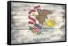 Illinois State Flag - Barnwood Painting-Lantern Press-Framed Stretched Canvas