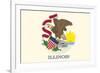 Illinois State Flag-Lantern Press-Framed Art Print