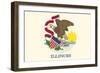 Illinois State Flag-Lantern Press-Framed Art Print