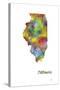 Illinois State Map 1-Marlene Watson-Stretched Canvas