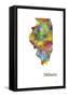 Illinois State Map 1-Marlene Watson-Framed Stretched Canvas