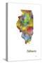 Illinois State Map 1-Marlene Watson-Stretched Canvas