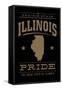 Illinois State Pride - Gold on Black-Lantern Press-Framed Stretched Canvas