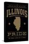 Illinois State Pride - Gold on Black-Lantern Press-Stretched Canvas