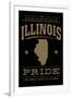 Illinois State Pride - Gold on Black-Lantern Press-Framed Art Print