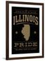 Illinois State Pride - Gold on Black-Lantern Press-Framed Art Print