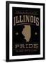 Illinois State Pride - Gold on Black-Lantern Press-Framed Art Print