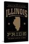 Illinois State Pride - Gold on Black-Lantern Press-Stretched Canvas