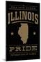 Illinois State Pride - Gold on Black-Lantern Press-Mounted Art Print