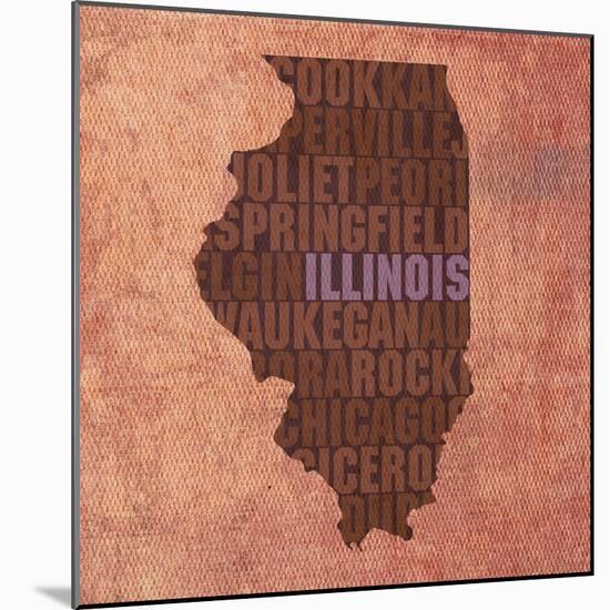 Illinois State Words-David Bowman-Mounted Giclee Print