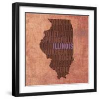 Illinois State Words-David Bowman-Framed Premium Giclee Print