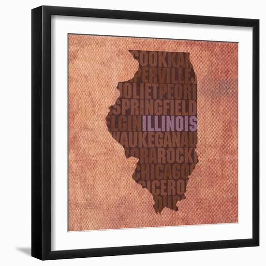 Illinois State Words-David Bowman-Framed Premium Giclee Print