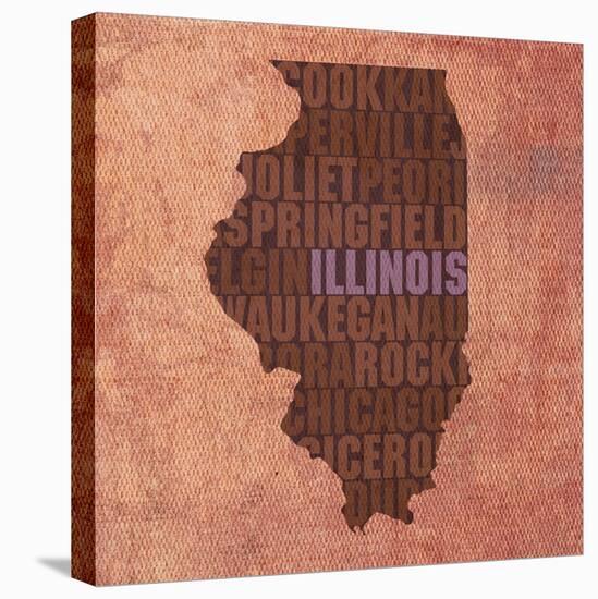 Illinois State Words-David Bowman-Stretched Canvas