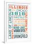 Illinois - Typography-Lantern Press-Framed Art Print