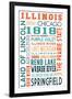 Illinois - Typography-Lantern Press-Framed Art Print