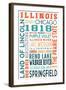 Illinois - Typography-Lantern Press-Framed Art Print