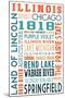 Illinois - Typography-Lantern Press-Mounted Art Print