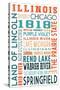 Illinois - Typography-Lantern Press-Stretched Canvas