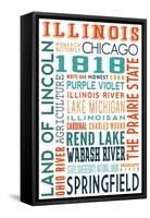 Illinois - Typography-Lantern Press-Framed Stretched Canvas
