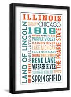 Illinois - Typography-Lantern Press-Framed Art Print