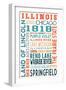 Illinois - Typography-Lantern Press-Framed Art Print