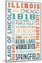 Illinois - Typography-Lantern Press-Mounted Art Print