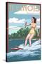 Illinois - Water Skier and Lake-Lantern Press-Stretched Canvas