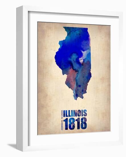 Illinois Watercolor Map-NaxArt-Framed Art Print