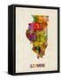 Illinois Watercolor Map-Michael Tompsett-Framed Stretched Canvas