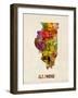 Illinois Watercolor Map-Michael Tompsett-Framed Art Print