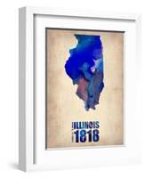 Illinois Watercolor Map-NaxArt-Framed Art Print