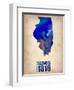 Illinois Watercolor Map-NaxArt-Framed Art Print