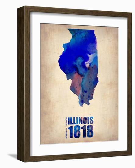 Illinois Watercolor Map-NaxArt-Framed Art Print