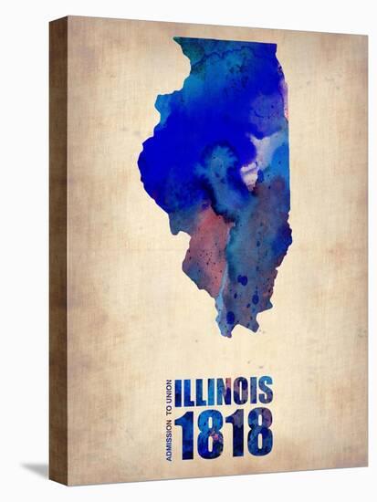 Illinois Watercolor Map-NaxArt-Stretched Canvas