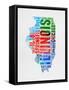 Illinois Watercolor Word Cloud-NaxArt-Framed Stretched Canvas
