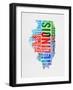 Illinois Watercolor Word Cloud-NaxArt-Framed Art Print