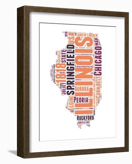 Illinois Word Cloud Map-NaxArt-Framed Art Print