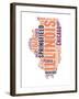 Illinois Word Cloud Map-NaxArt-Framed Art Print