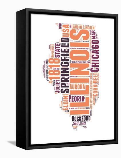 Illinois Word Cloud Map-NaxArt-Framed Stretched Canvas