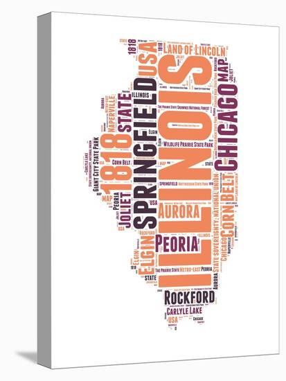 Illinois Word Cloud Map-NaxArt-Stretched Canvas